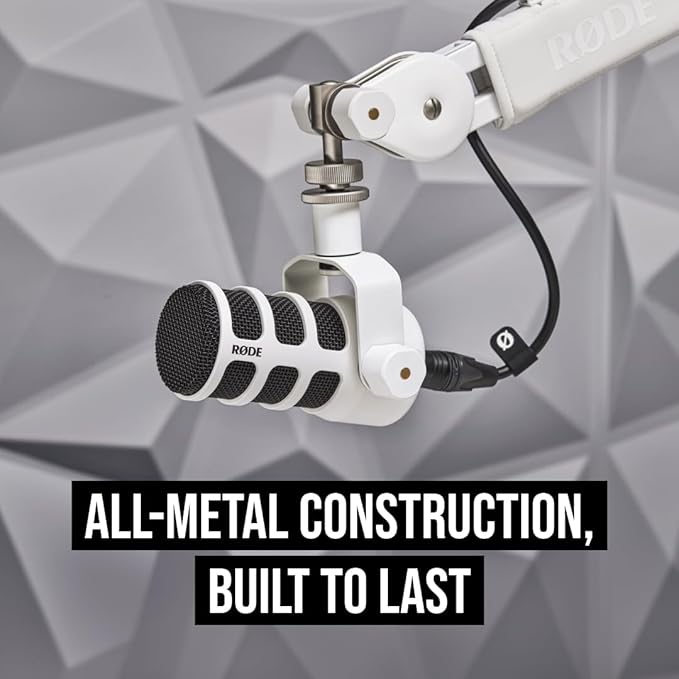 RØDE PodMic USB Dynamic Broadcast Microphone with XLR and USB Connectivity for Podcasting Streaming and Content Creation (White)