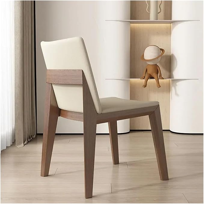 Adjustable Office Computer Chair with Armrest 1pcs Modern Minimalist Solid Wood Frame Leisure Dining Chair Indoor Kitchen Furniture(Light Khaki)