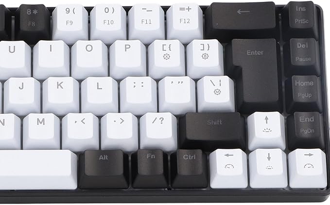 Membrane Wired Gaming Keyboard RGB Backlit Membrane Gaming Keyboard 68 Keys Linear Mechanical Feel Keyboard Ergonomic USB Computer Keyboard for Office Home Game (Black and