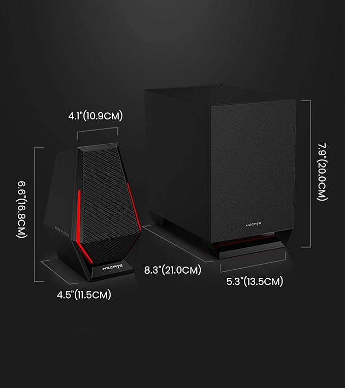 Edifier G1500 MAX 2.1 Gaming Speakers - 60W Peak Power with 4 Subwoofer &amp 2.5 Satellite Speakers Bluetooth 5.3 &amp Multi-Wired Connections 10 RGB Light Effects 3 Sound Modes for PC/PS5/Xbox