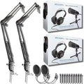 Zoom ZDM-1 Podcast Mic Packs with StreamEye BOOMARM1 Microphone Boom Arms and Microphone Pop Filters (Two-Pack)