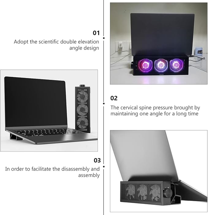 TEHAUX Practical Laptop Radiator Heat Dissipation Rack Laptop Stand Cooling Fan