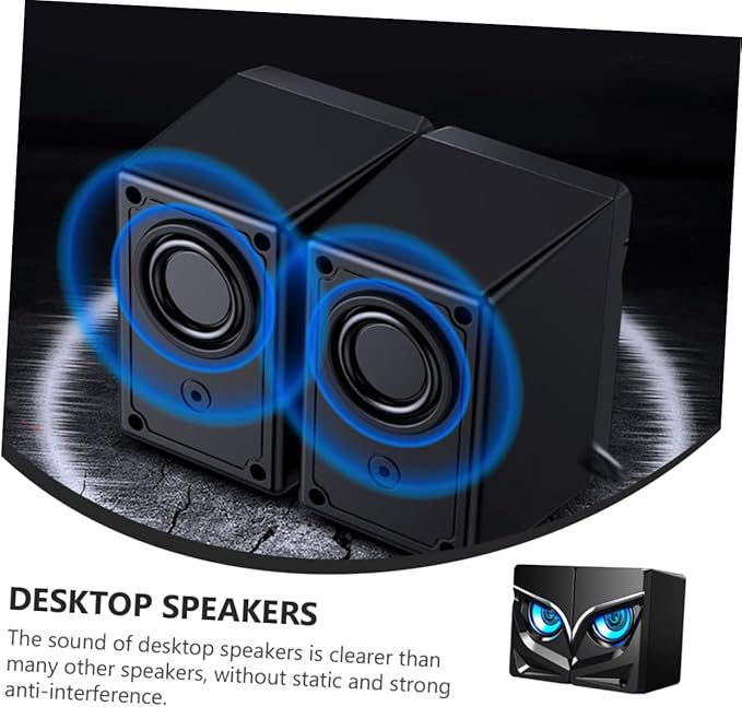2pcs Powerful USB Wired Subwoofer Speakers for Desktop Laptop Compact Multimedia Computer Speaker with Non-Slip Base Wired Control Material for Home Office Gaming Use
