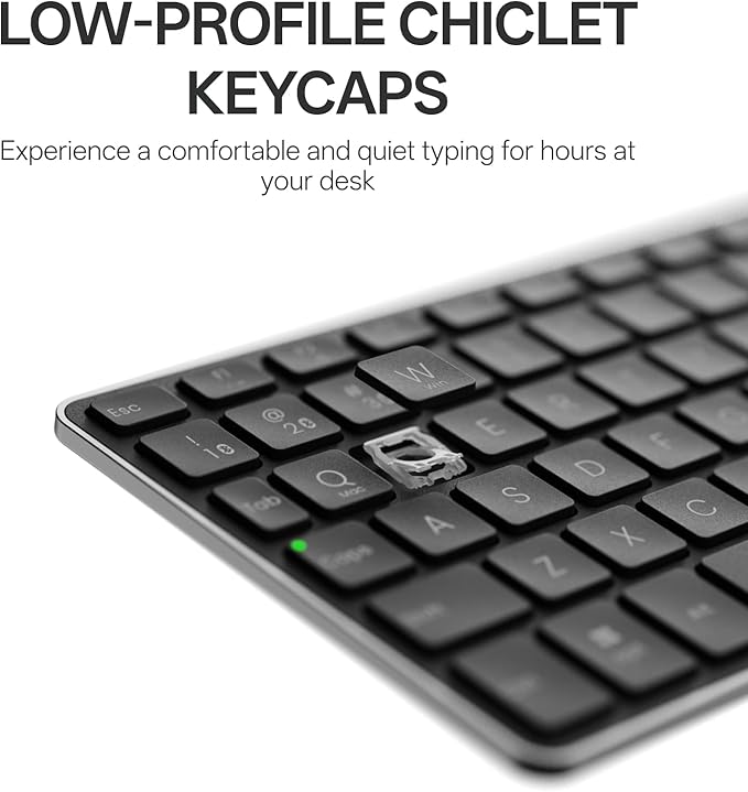 Rapoo Portable Wireless Keyboard with Touchpad Multi-Device HTPC Keyboard for PC-Connected TV/Tablet/Steam Deck/Gaming Console/Raspberry Pi/Mini PC - Support Touch Gestures for Windows &amp Mac Bla