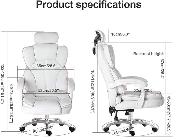 Katzowen Office Computer Chair Pink Gaming Chair for Girls Ergonomic Office Chair with Headrest Pu Leather Executive Chair Adjustable Reclining with Footrest Pink (Color : Pink)