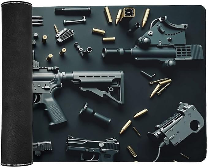 Military Gear Arsenal Set Gaming Mouse Pad Non-Slip Rubber Base XXL Mousepad Waterproof Washable Stitched Edge Mouse Mat for Desk Home Office 35.5x16