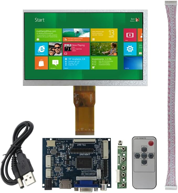 7-Inch 1024x600 Portable LCD Display Screen Kit with HDMI/VGA/AV Inputs – DIY Monitor for PC Raspberry Pi Orange Pi Gaming Consoles Car &amp Industrial Use