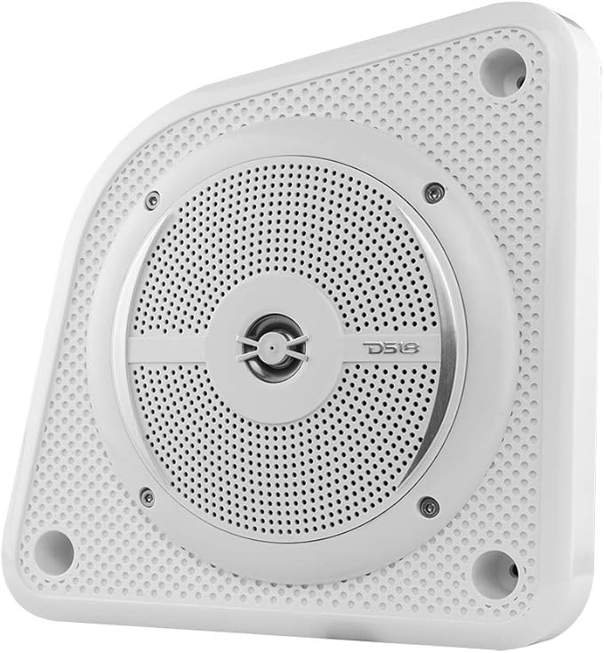 DS18 EN6SLIM/WH 6.5” 2-Way Universal Slim Loaded Speaker Enclosure Integrated RGB LED Lighting - for All Elements UTV ATV &amp Jeeps Shallow Enclosure with Marine Water Resistant Speakers Pair