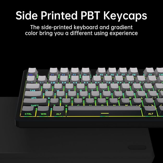 DELUX KM87PRO 80% Wireless Mechanical Gaming Keyboard 87 Swappable Keys Customizable TKL Keyboard Side Printed PBT Keycaps Pre-Lubed Linear Switches RGB Backlit 2.4GHz/BT5.0/Wired for PC Laptop