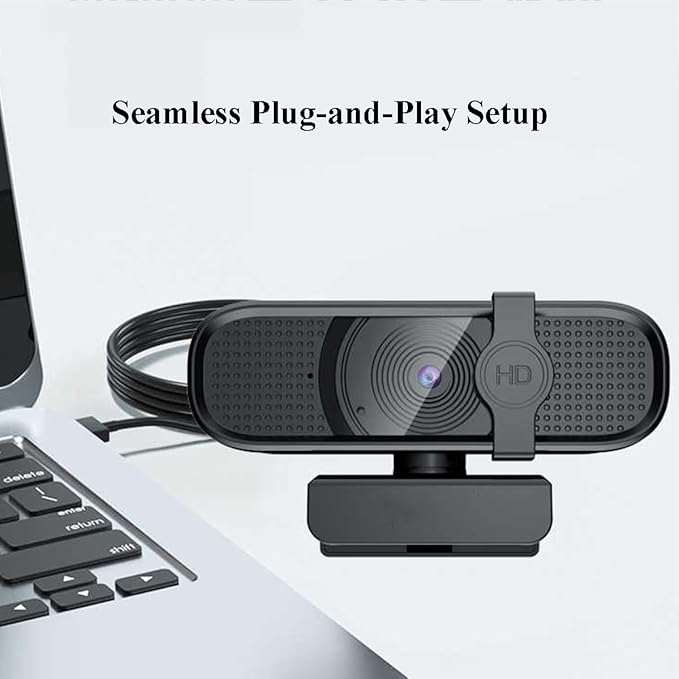 GIZNXBA Full HD Webcam with Built-in Microphone Video and Wide Angle Camera Privacy Cover Autofocus 360° Rotation Pan &amp Tilt for Desktop PC Or Laptop Computer(2K)
