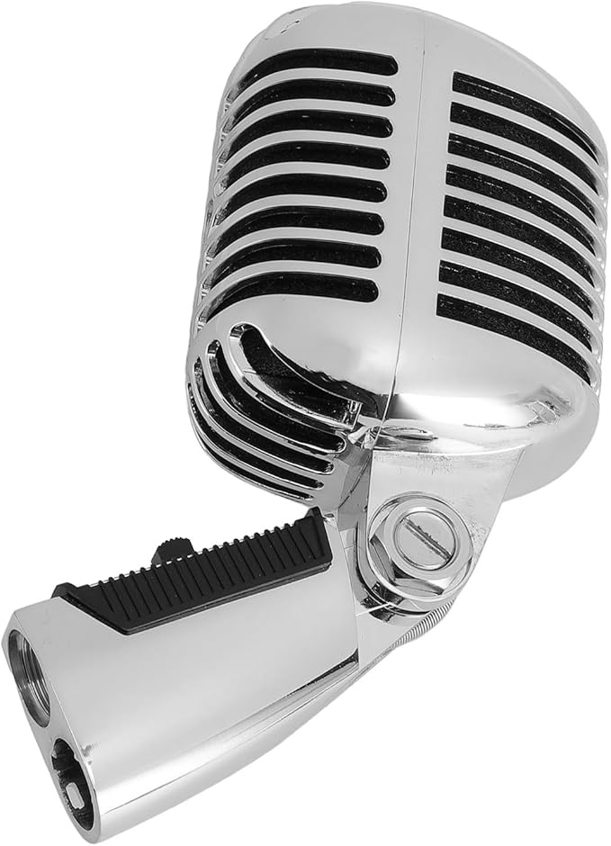 Sonew Vintage Dynamic Microphone with Cardioid Pickup Retro Zinc Alloy Mic for Stage Performances Studio Recordings &amp Live Singing Microphone with Stand (#2)