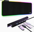 RGB Large Gaming Mouse Pad with 4Port USB Hub and 13Lighting Modes Computer Keyboard Mouse Pad Oversize Anti-Slip Rubber Base Mouse Mat for Computer PC Games (31.5 x 11.81 in Black0.15in Thick)