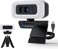 4K Webcam with Light Webcam for PC with Microphone USB Computer Camera for Desktop Web cam with Tripod Plug and Play Web Camera for Desktop Computer