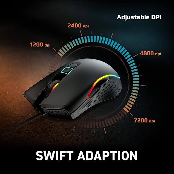 msi Forge GM300 Lightweight Gaming USB RGB Adjustable up to 7200 DPI Desktop Laptop Gaming MouseBlack