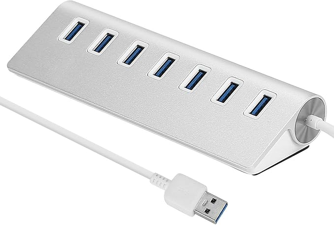 7 Port USB 3.0 Hub 5Gbps Aluminum Portable