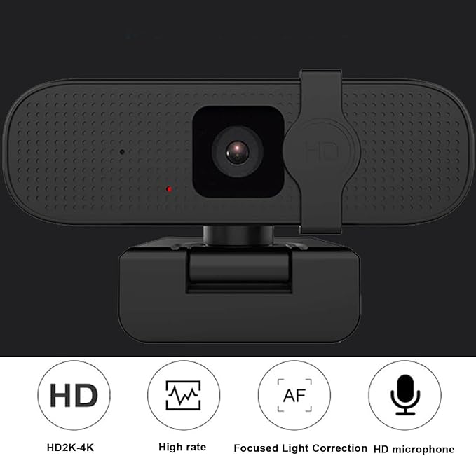 Sanpyl 4K Webcam 4K Autofocus Web Camera with Cover and Dual Noise Reduction Microphone USB PC Computer Webcam Plug and Play for Gaming Video Recording