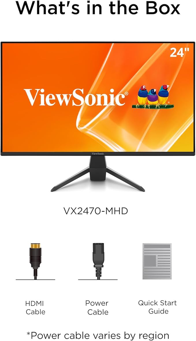 ViewSonic VX2470-MHD 24 Inch 1080p IPS Monitor with 120Hz 1ms Variable Refresh Rate Eye Care HDMI VGA and DisplayPort Inputs