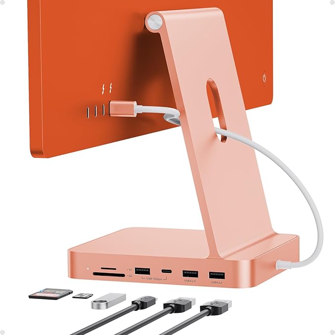 USB C HUB for iMac 24 inch 2021/2023/2024 USB Hub Adapter iMac Accessories for iMac M1/M3/M4 with USB C 10Gbps 3*USB A SD/TF Docking Station Support Expand M.2 SSD (Not Included) Orange
