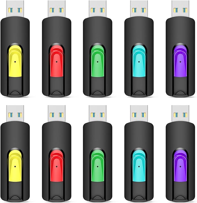 Aiibe 32GB USB 3.0 Flash Drive 10 Pack 32GB USB Flash Drives Thumb Drive USB Memory Stick USB Drive for Data Storage (32 GB 5 Mixed Colors)