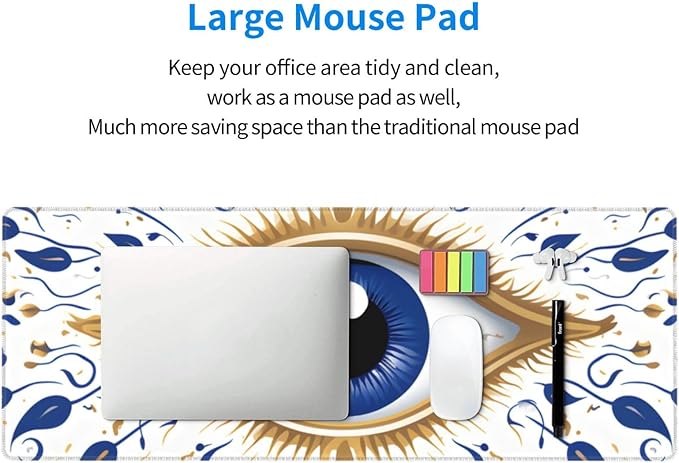 Ancient Hamsa Eye Ethnic Large Mouse Pad XL Extended Gaming Pad Waterproof Desk Mat for Desktop Keyboard Non Slip Mousepad for Office Game Home 32.15x11.8