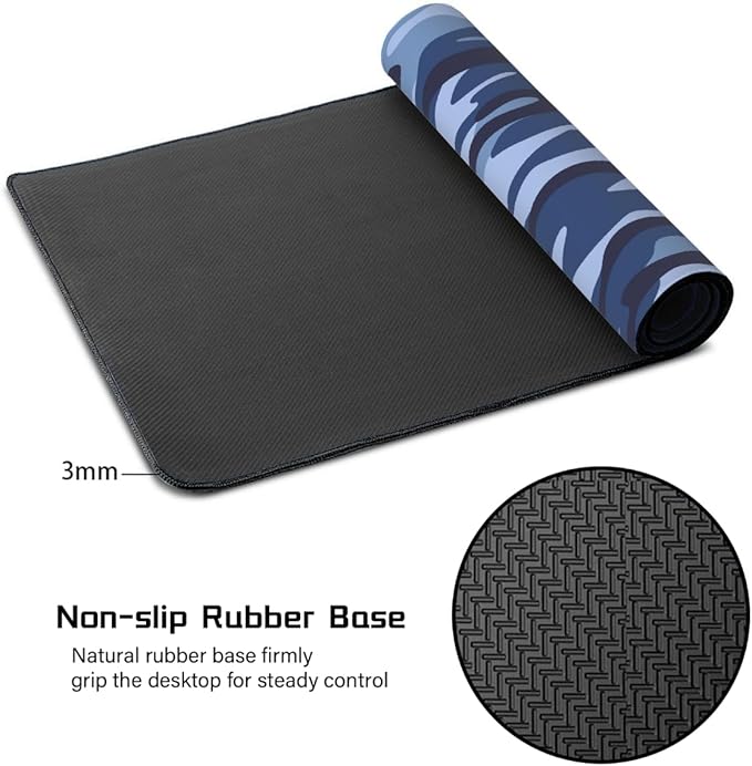 Blue Army Camo Camouflage Large Mouse Pad Gaming Mousepad Desk Mat for Desktop Computer Keyboard Waterproof Mouse Mat Desk Pad with Non-Slip Base for Game School Office Home 35.4 x 15.7
