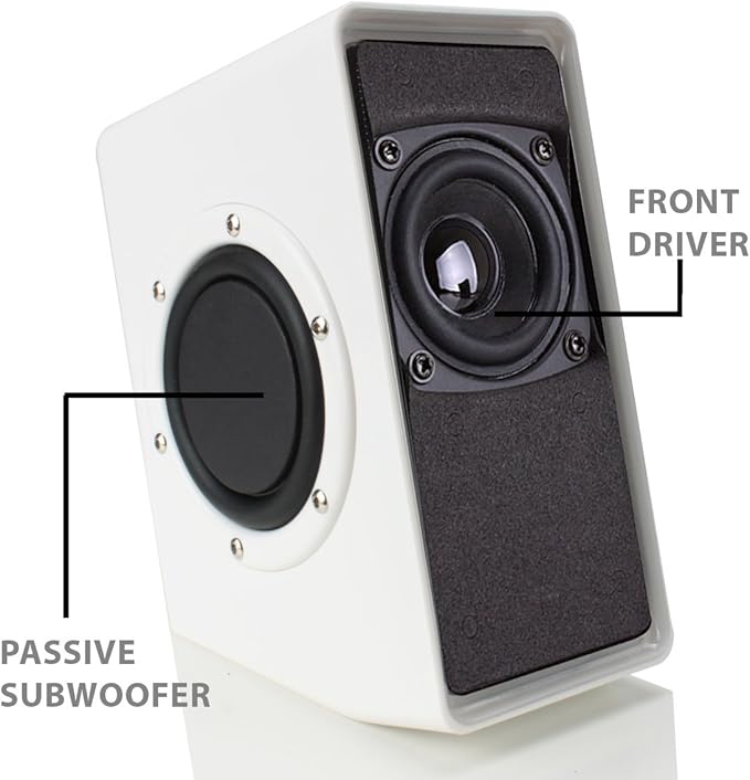 GOgroove Gaming Computer Speakers with Blue LED Light - SonaVERSE O2i Speakers for Desktop Laptop PC - USB Speaker 2.0 with AUX Input in-Line Volume Control Bass Stereo Sound 14W (White)