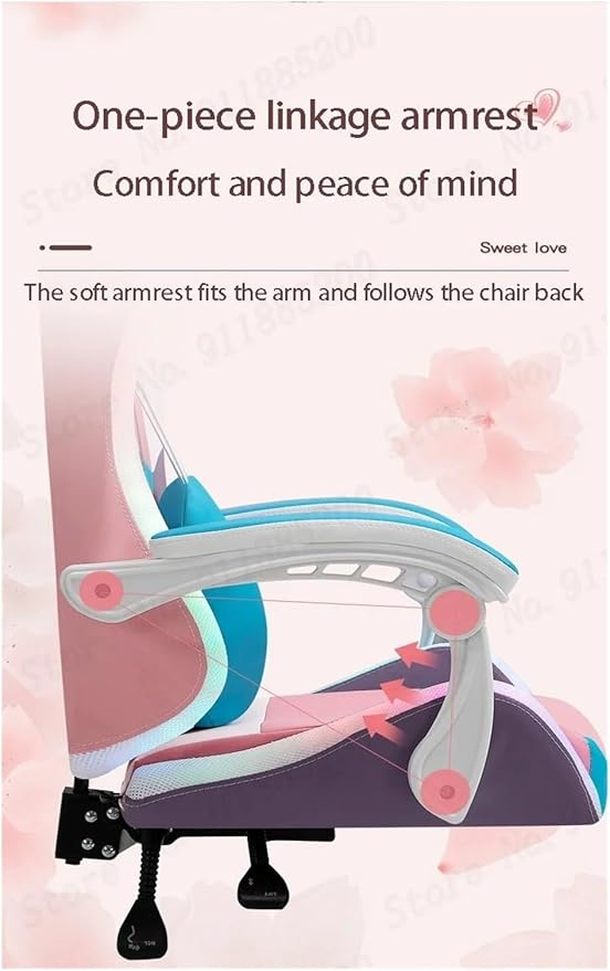 Computer Chair Fashion Gaming Chair Female Office Home Computer Chair Lift Reclining Game Chair with Audio Latex Cushion footrest