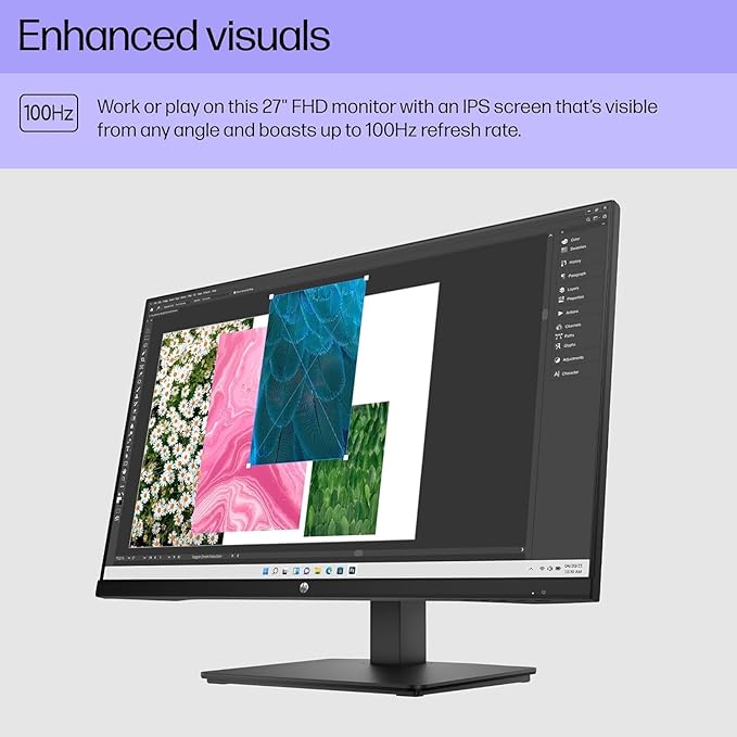 HP 27 IPS LED FHD Monitor - Built-in Dual 2W Speakers - 100Hz - HDMI DisplayPort VGA - Series 2025 Office Monitor - Eye Ease with Eyesafe Certification Black w/HDMI