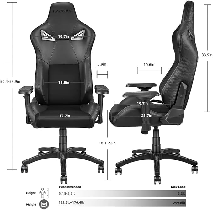 Generic Ergonomic Gaming ChairAdjustable Office Computer Chair with Lumbar SupportTall Back Swivel Chair with Headrest and ArmrestComfortable Reclining Video Desk Chair with Suede Padded Sea