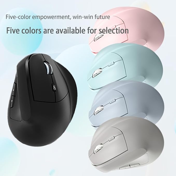 Black Ergonomic Wireless Vertical Mouse - Rechargeable 3200DPI 6 Buttons for Wrist Pain &amp Carpal Tunnel Relief