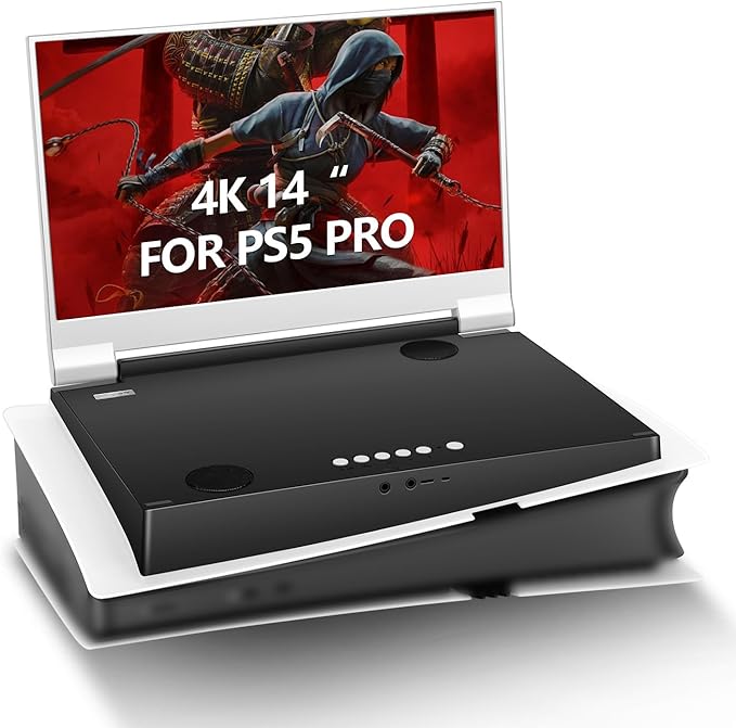 G-STORY 14 Inch IPS 4k 60Hz Portable Monitor Gaming Display Integrated with PS5 pro(not Included) 3840×2160 with 2 HDMI PortsFreeSyncBuilt-in 2 of Multimedia Stereo Speaker