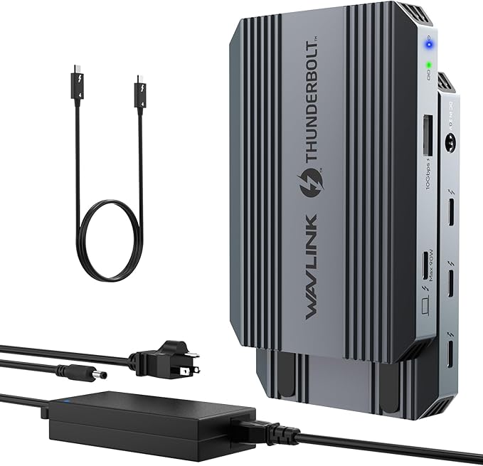 Thunderbolt4 Hub Dual Monitor WAVLINK Thunderbolt4 Hub with 3* Thunderbolt 4 Port 100w PD in USB-A 10Gb for MacBook Pro/Air M1 M2 M3 Thunderbolt 4/3 Laptop
