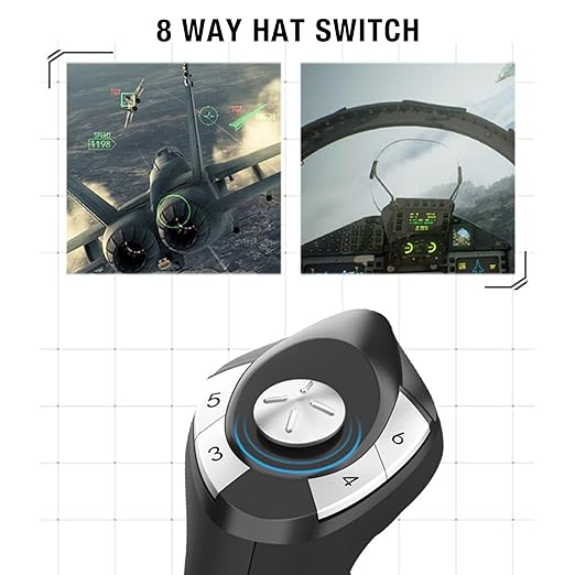 Xiuganpo Stick Throttle and Control Panel with 8 Way Hat Simulated Throttle Rudder and 16 Key Functions Simulator Controls Joystick Simulator Controls Vibration Stick for