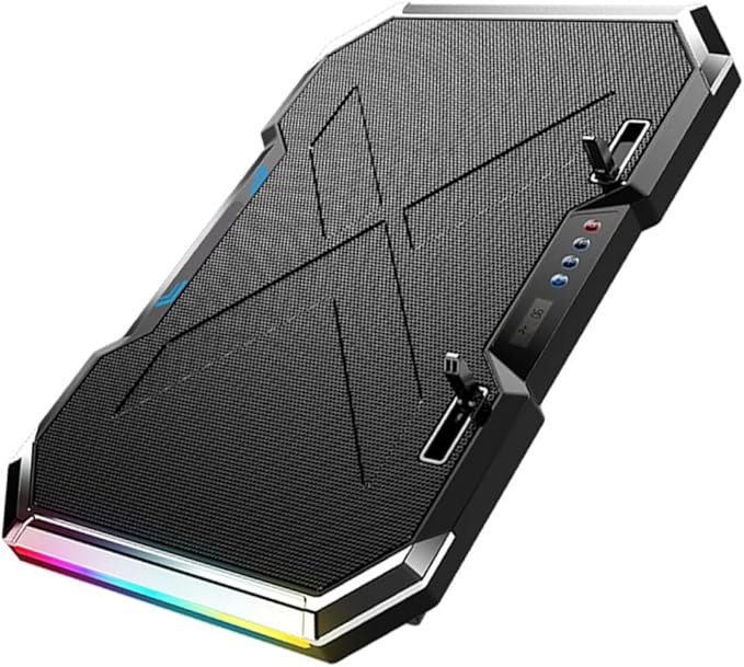 RGB Laptop Cooling Pad Adjustable Height USB Powered Quiet Fan LED Light Base for Gaming and Work