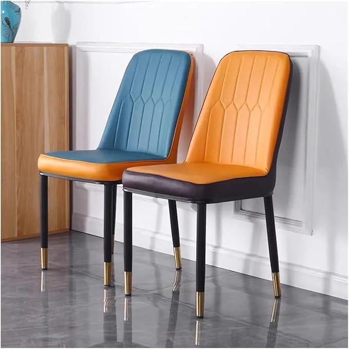 Adjustable Office Computer Chair with Armrest 1pcs Dining Chair with Backrest for Comfort and Durability Sleek Black Legs with Gold Accents(Orange)