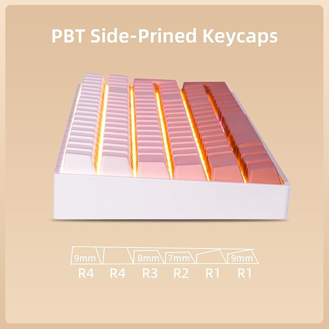 ZORNHER ZH100 Wireless Mechanical Keyboard98% Pink Creamy Keyboard with Number PadFull Size Rose Gold Gaming KeyboardLighted Up PBT Dipped KeycapsCreamy Sounding Linear Switches