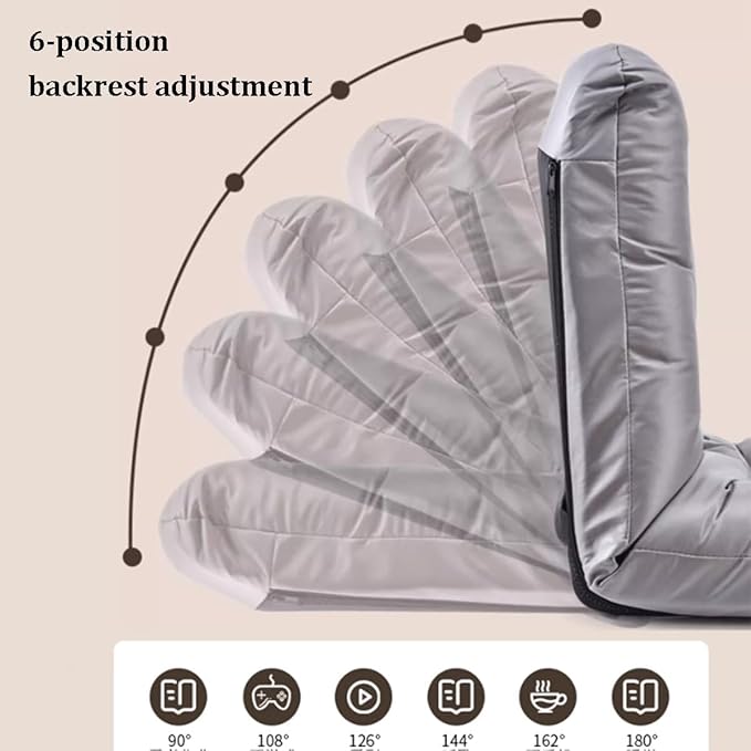 ELEFOCUS Folding Floor Chair Gray with 6-Position Backrest Adjustment Linen Sofa Bed Foldable Cushion Video Gaming Chairs(PinkA)
