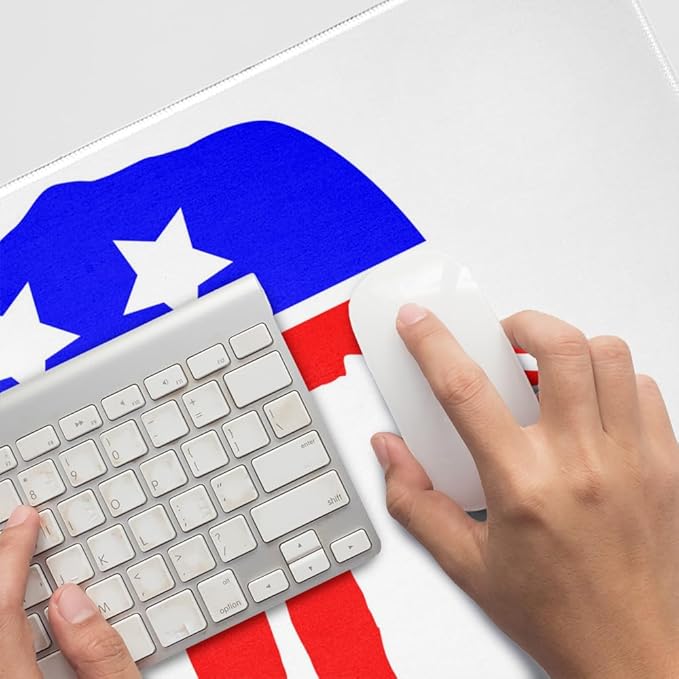 Republican Elephant GOP Conservative America Political Party Large Gaming Mouse Pad Desk Mat with Stitched Edges Non-Slip Base