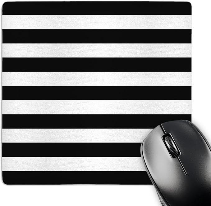 3dRose LLC 8 x 8 x 0.25 Inches Mouse Pad Stylish Contemporary Stripes Black/White (mp_56663_1)