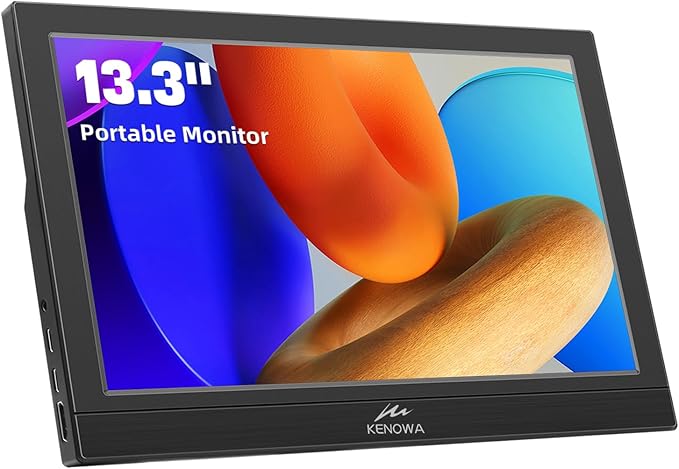 Kenowa Portable Monitor 13.3 Inch - HD 1366x768P LED Display External Monitor with USB C HDMI Built-in Speakers Second Screen for Laptop Phone Mac PC PS4 Xbox