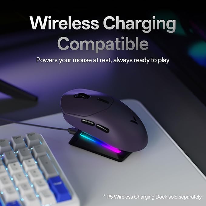 Rapoo VT2 Wireless Gaming Mouse True 8K Wireless Polling Rate 53g Lightweight Up to 750 Hr Battery Nordic nRF54L15 MCU 100-Million Mechanical Switch 10 Programmable Buttons Macro Enabled