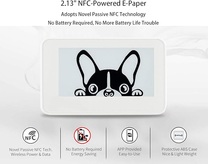 2.13inch Passive NFC-Powered e-Paper 250 x 122 Pixel ePaper Screen Adopts Novel Passive NFC Technology No Battery Required No Messy Wiring Wire-Less Powering &amp Data Transfer