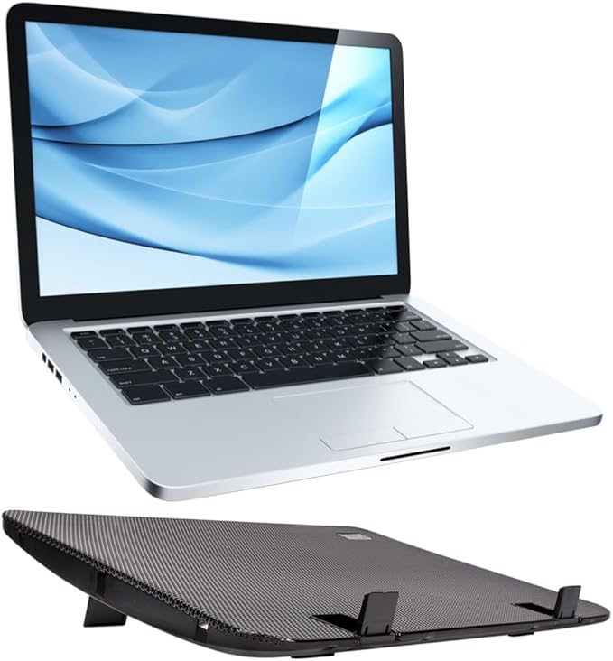 Alipis 6-inch Adjustable Speed Notebook Cooling Stand with Large Fan Laptop Holder Heat Dissipation Support for Gaming and Office Use Black