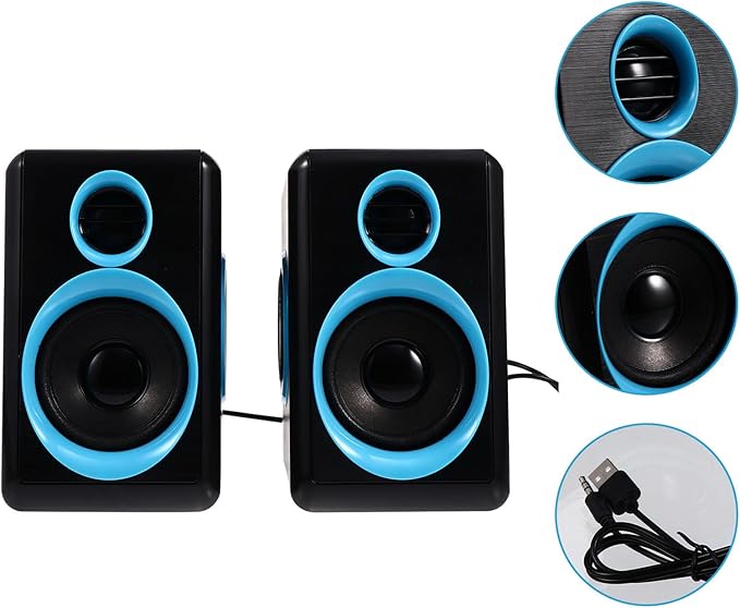Homoyoyo Mini USB 2.0 Desktop Computer Speakers for PC and Notebook Compact Surround Sound Box with Dc5v Power Home Office Audio Accessories