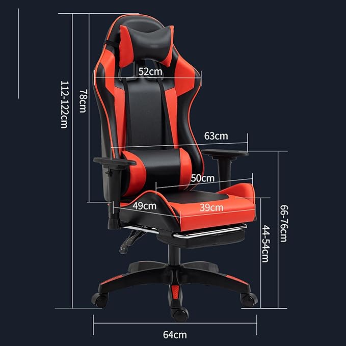 Gaming Chair with Footrest Lumbar Support and Headrest Ergonomic High Back Video Game Chair Heavy Duty Office Computer Desk Chair with 360°-Swivel Seat Height AdjustableOne Size Black Yellow
