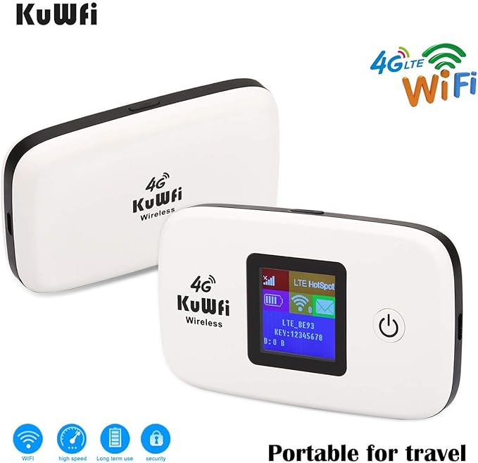 KuWFi Mobile WiFi Hotspot and 2GB Prepaid 4G LTE SIM Card