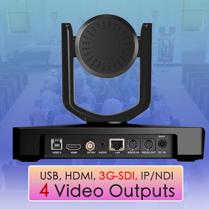 AVKANS AI Auto Tracking NDI PTZ Camera 4K Zoom Live Streaming HDMI SDI PTZ Camera for Church Worship and Live Event (Black 4K AI Tracking)