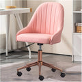 Adjustable Office Computer Chair with Armrest Home Bedroom Comfortable Computer Chair Lift Rotating Makeup(Pink Rosegold)