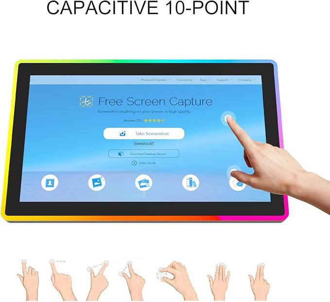 GreenTouch 21.5 Inch LED-Framed Touch Screen Monitor with HDMI VGA DP InterfaceFront IP65/IK08 for CasinoGame HallKTV