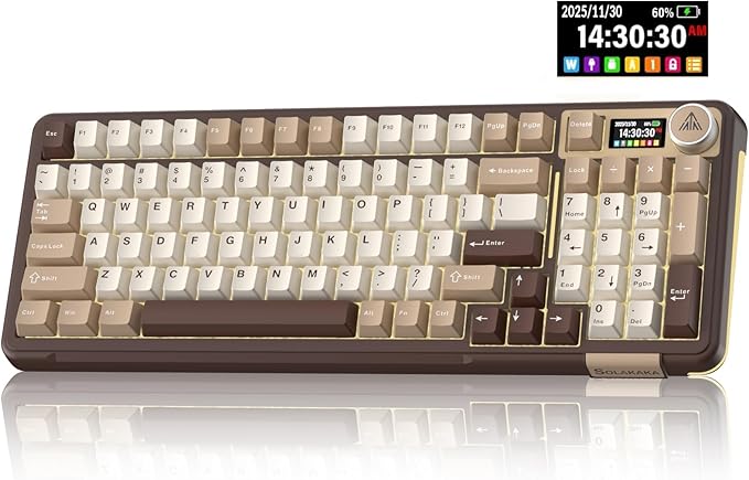 SOLAKAKA A99 Pro Mechanical Keyboard with LCD Screen &amp Metal Knob Wireless Gaming Keyboard with BT5.0/2.4GHz/USB-C Hot Swappable Creamy Keyboard Gasket Structure RGB Backlit for Win/Mac